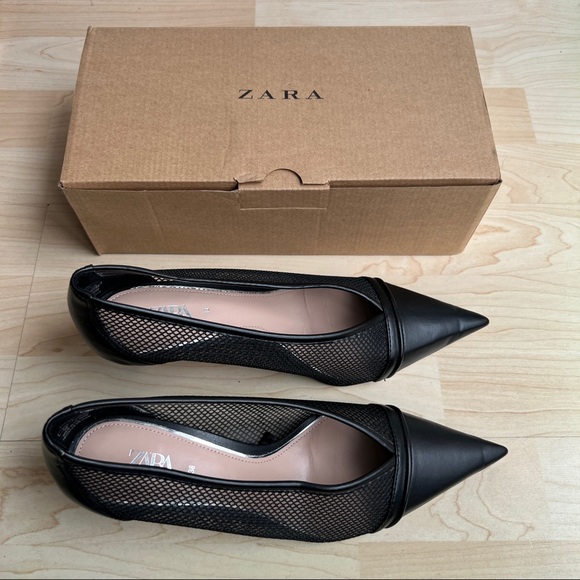 Zara pointy toe kitten heel pumps with mesh detail - Picture 12 of 12